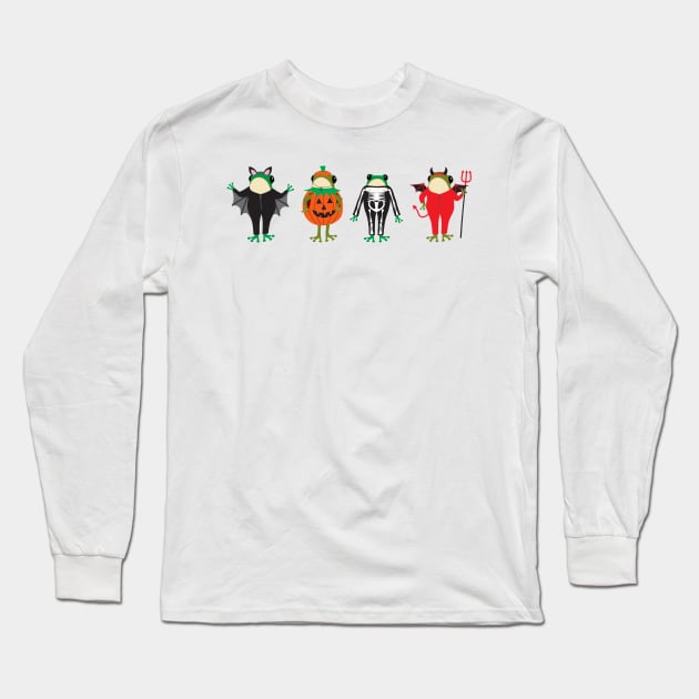 Frogs in Halloween costumes Long Sleeve T-Shirt by Jennifer Ladd